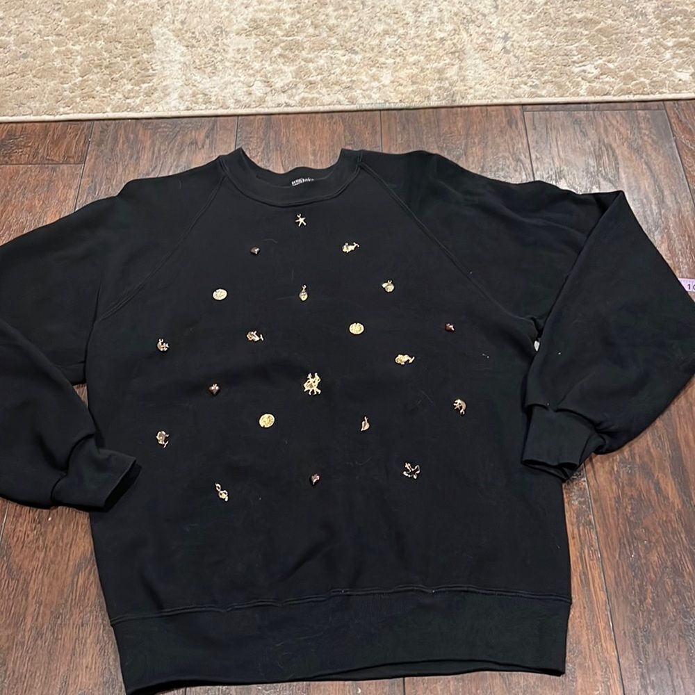 VTG JERZEES made in USA crewneck sweatshirt size L hand made with gold tone pen‎